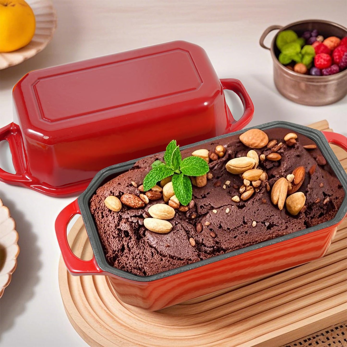 Flavehc 2-Piece Enameled Cast Iron Loaf Pan Set