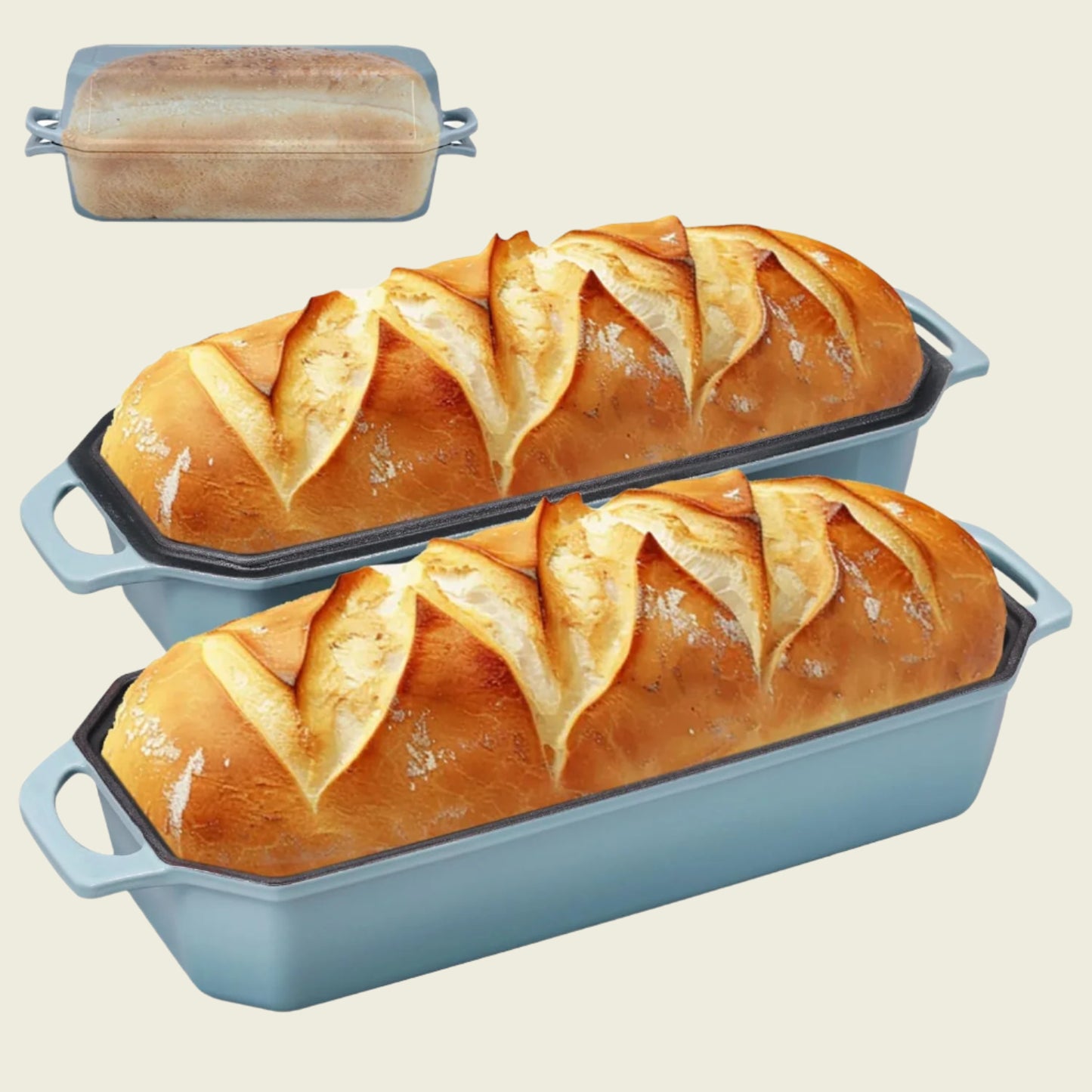 Flavehc 2-Piece Enameled Cast Iron Loaf Pan Set