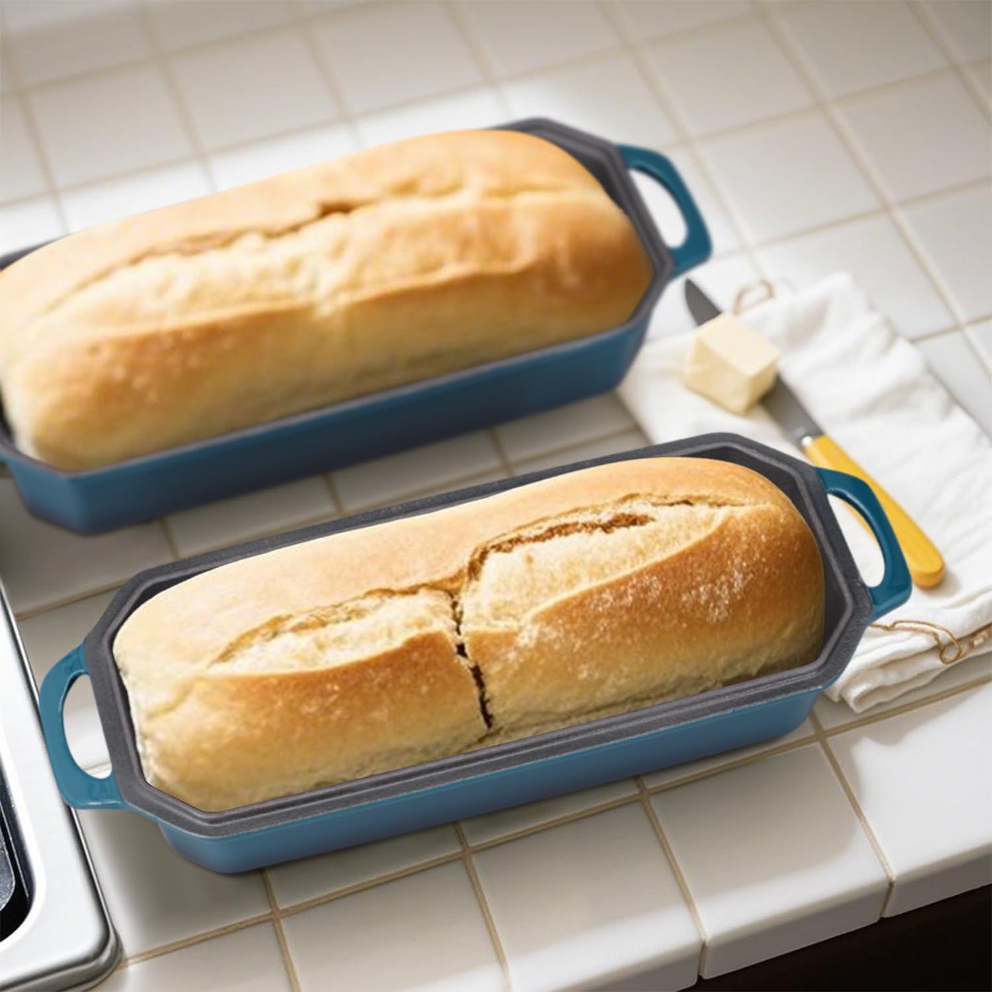 Flavehc 2-Piece Enameled Cast Iron Loaf Pan Set