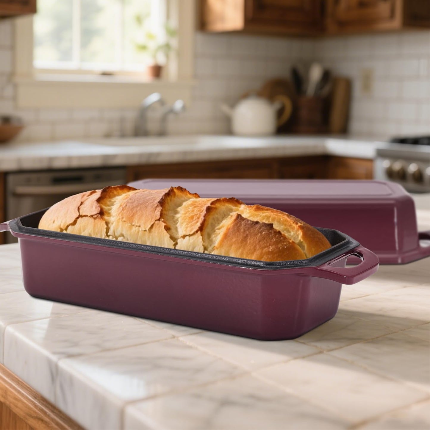 Flavehc 2-Piece Enameled Cast Iron Loaf Pan Set