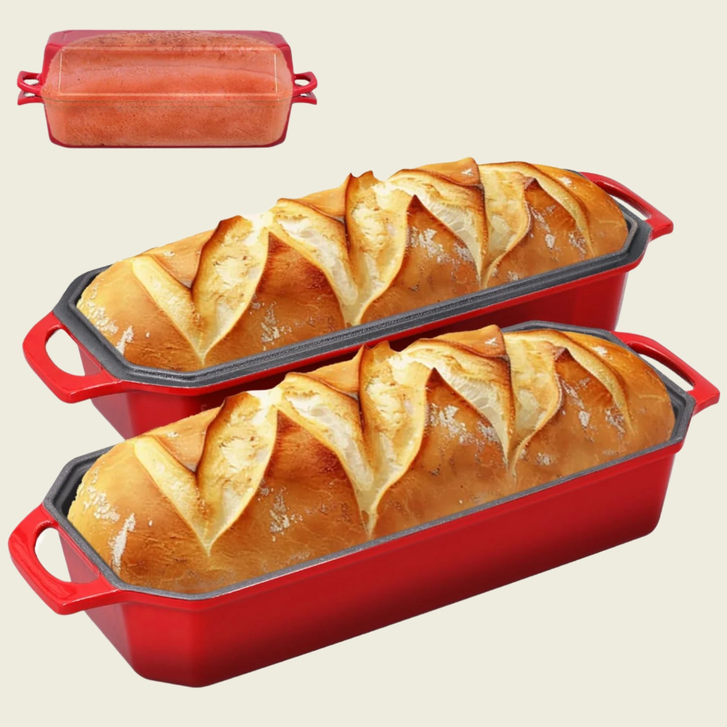 Flavehc 2-Piece Enameled Cast Iron Loaf Pan Set