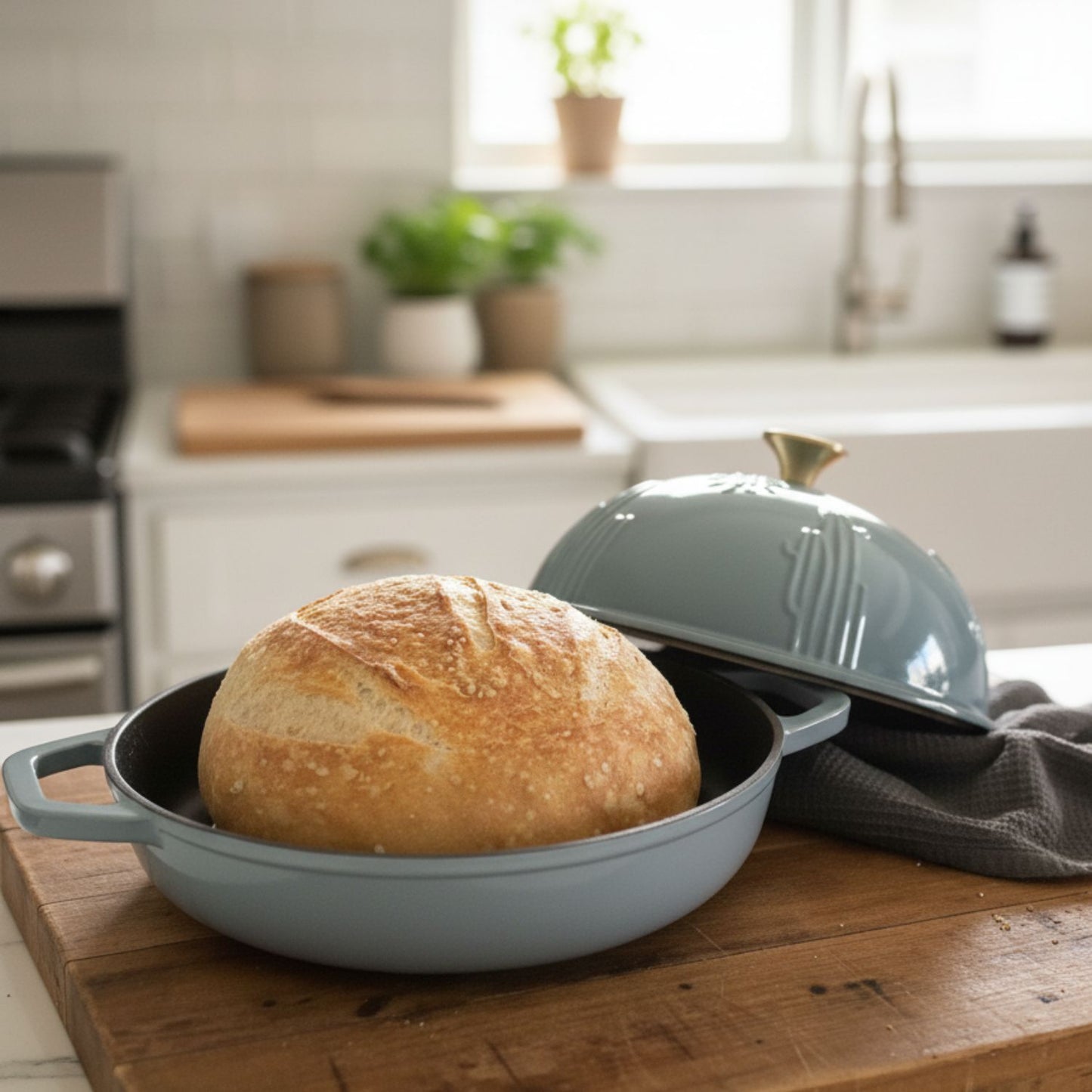 Flavehc Enameled Cast Iron Bread Oven with Cloche Lid