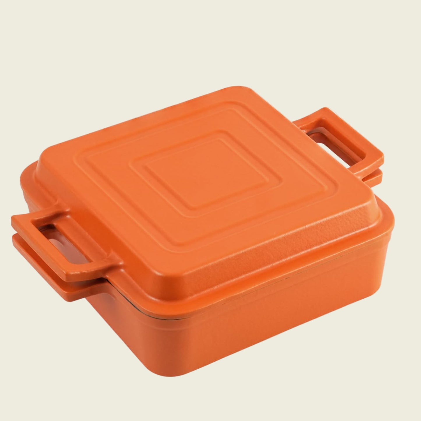 Flavehc Rectangular Cast Iron Casserole Dish with Skillet Lid