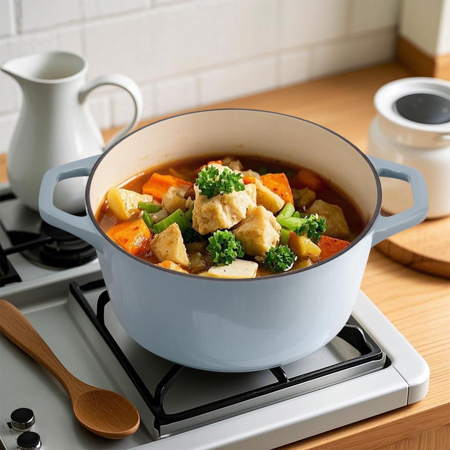 Flavehc Round Enameled Cast Iron Dutch Oven