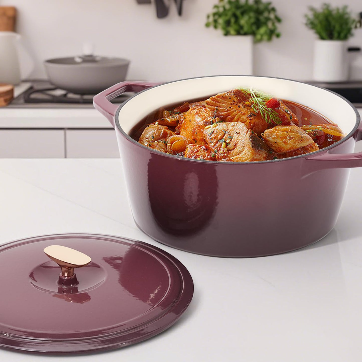 Flavehc Round Enameled Cast Iron Dutch Oven