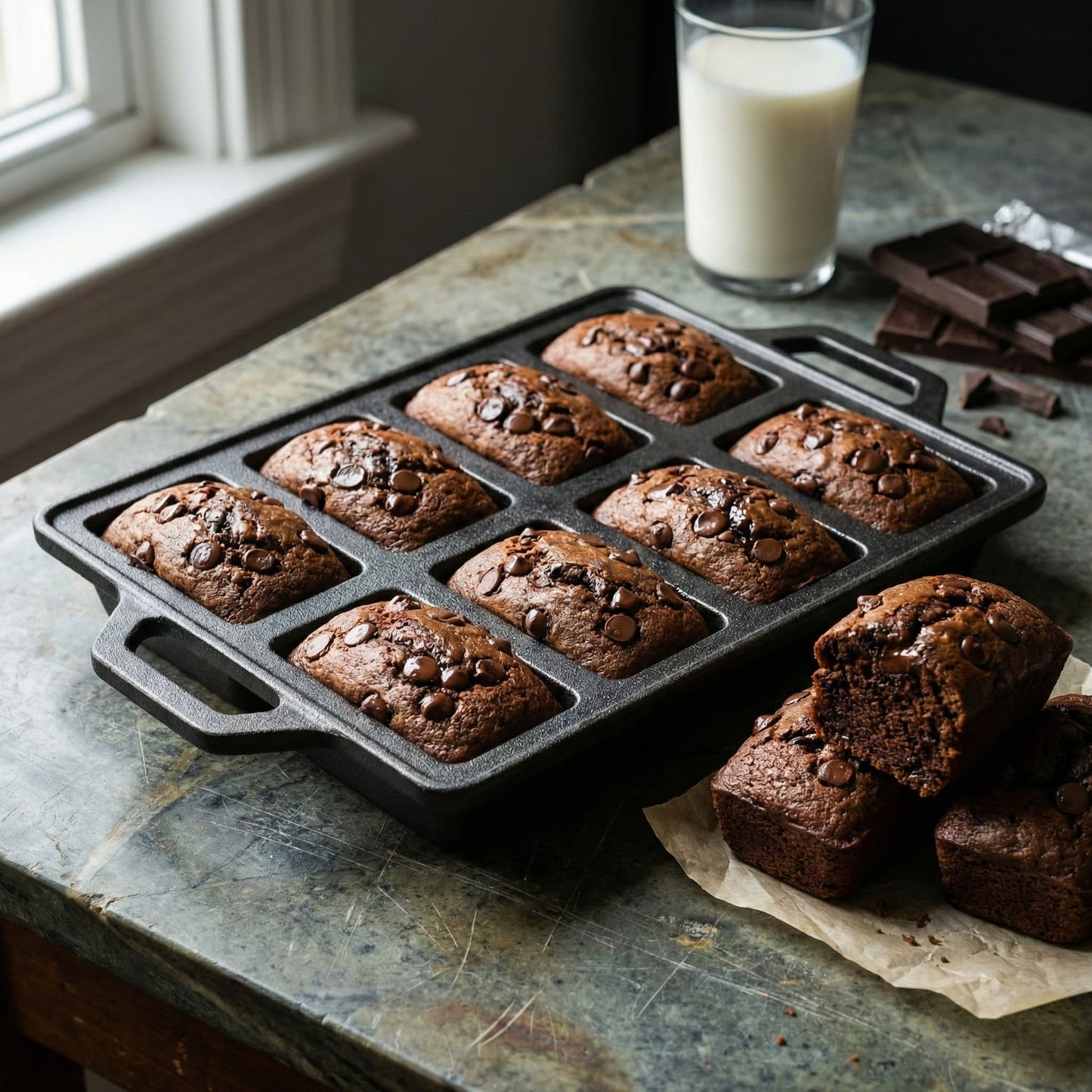 Cast Iron 8-Cavity Mini Loaf Set (Set of 2)