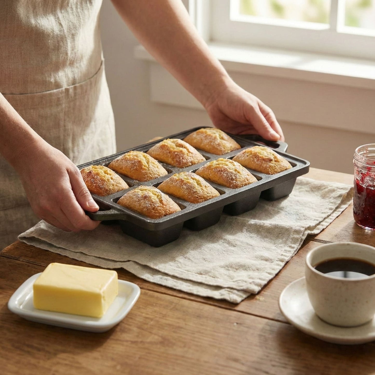 Cast Iron 8-Cavity Mini Loaf Set (Set of 2)