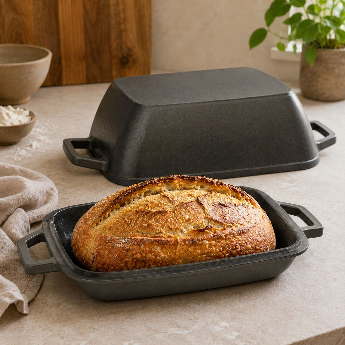 cast iron oval bread oven for sourdough batard Black (Pre-Seasoned)