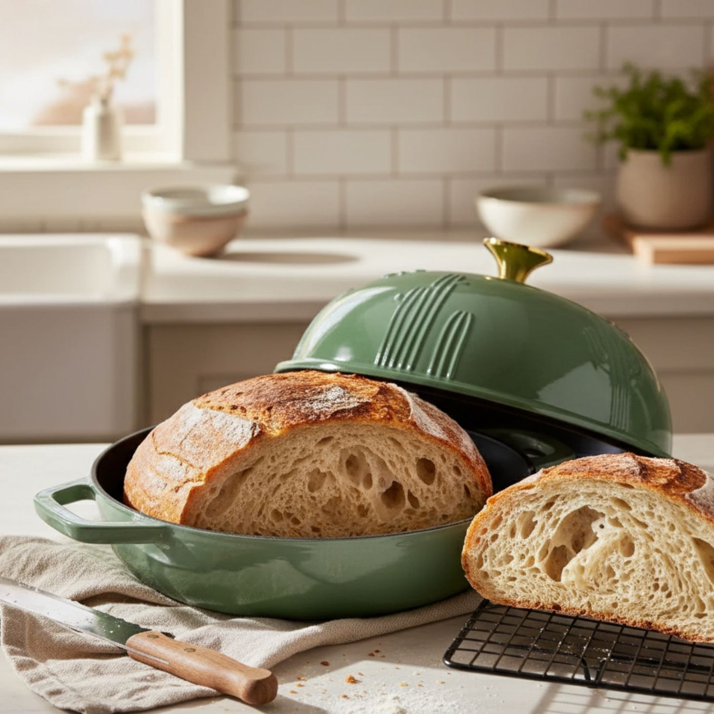 Enameled Cast Iron Bread Oven for Sourdough