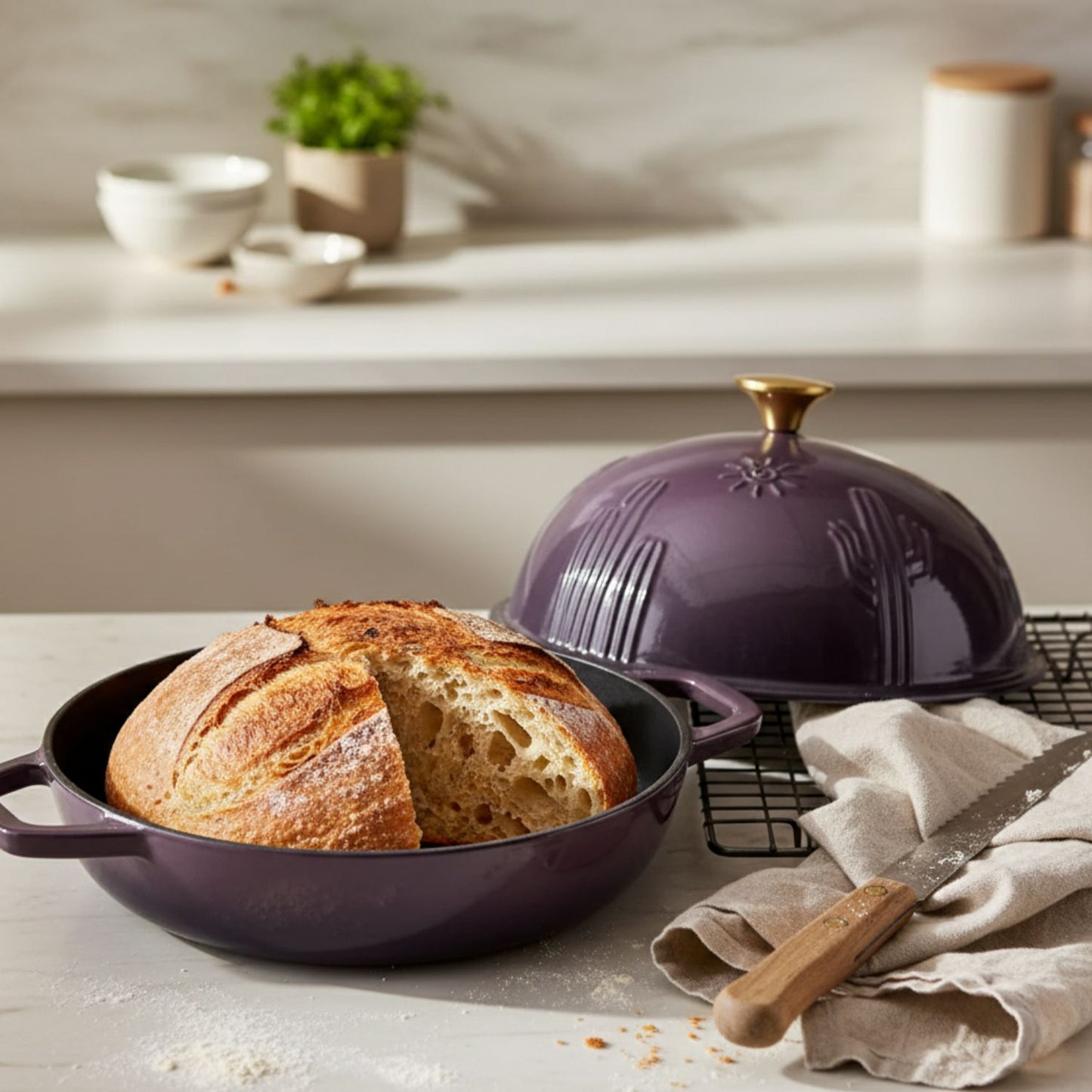 Enameled Cast Iron Bread Oven for Sourdough