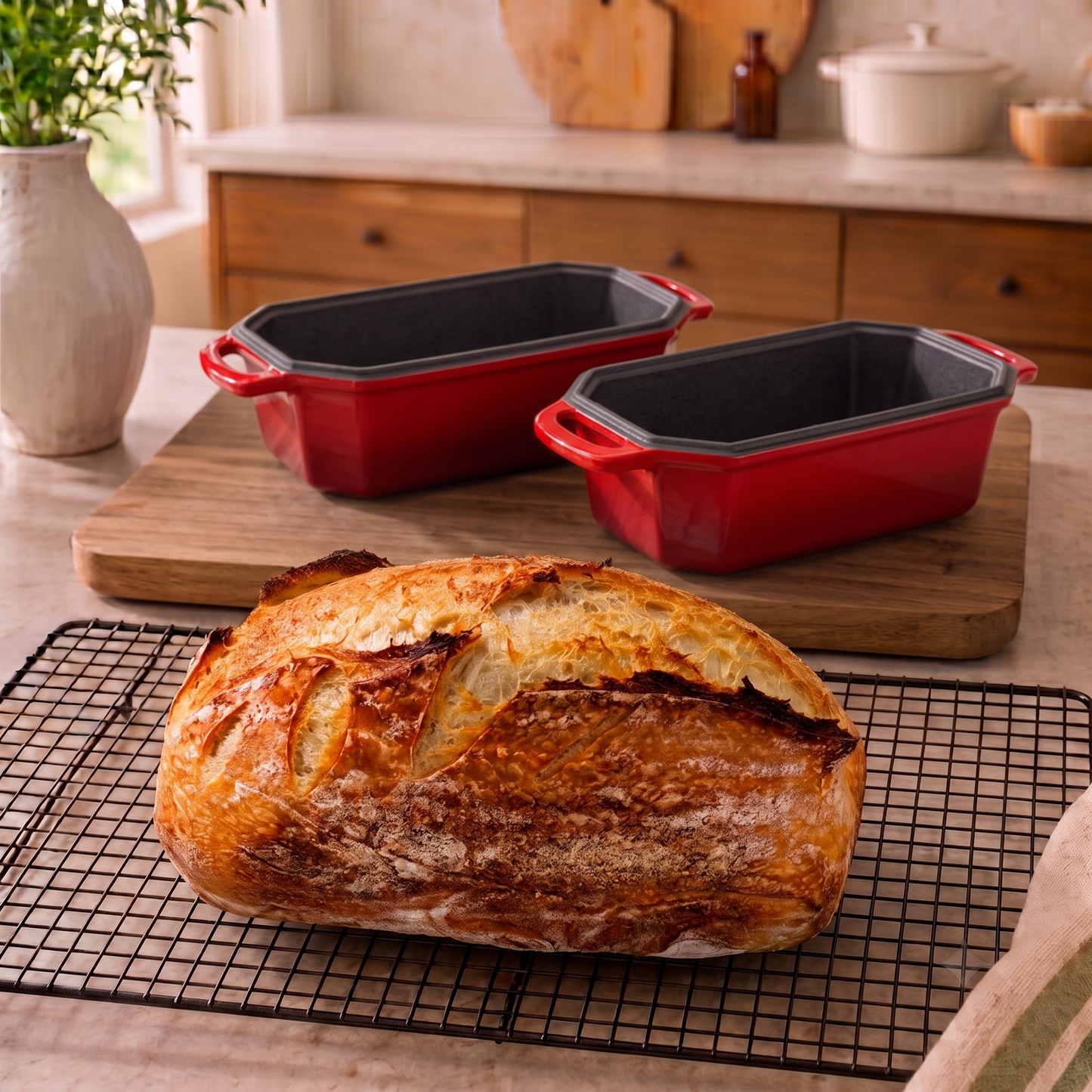 cherry red loaf pan 8.5x4.5 Inch