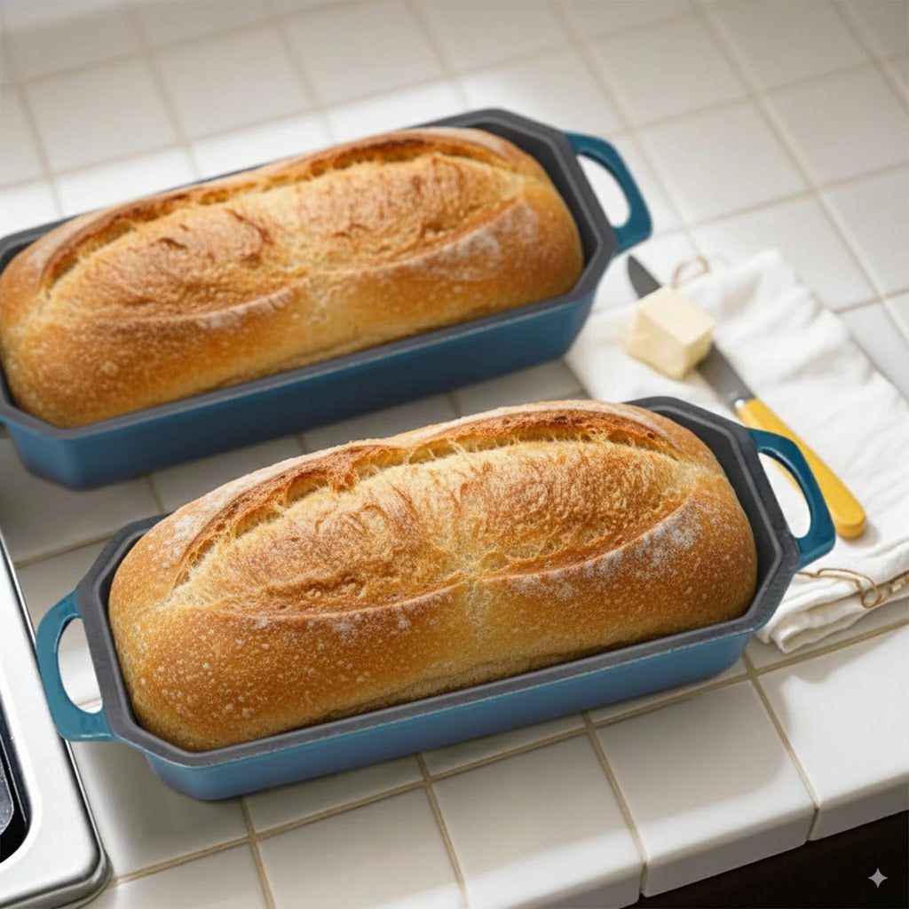 Flavehc 2-Piece Enameled Cast Iron Loaf Pan Set