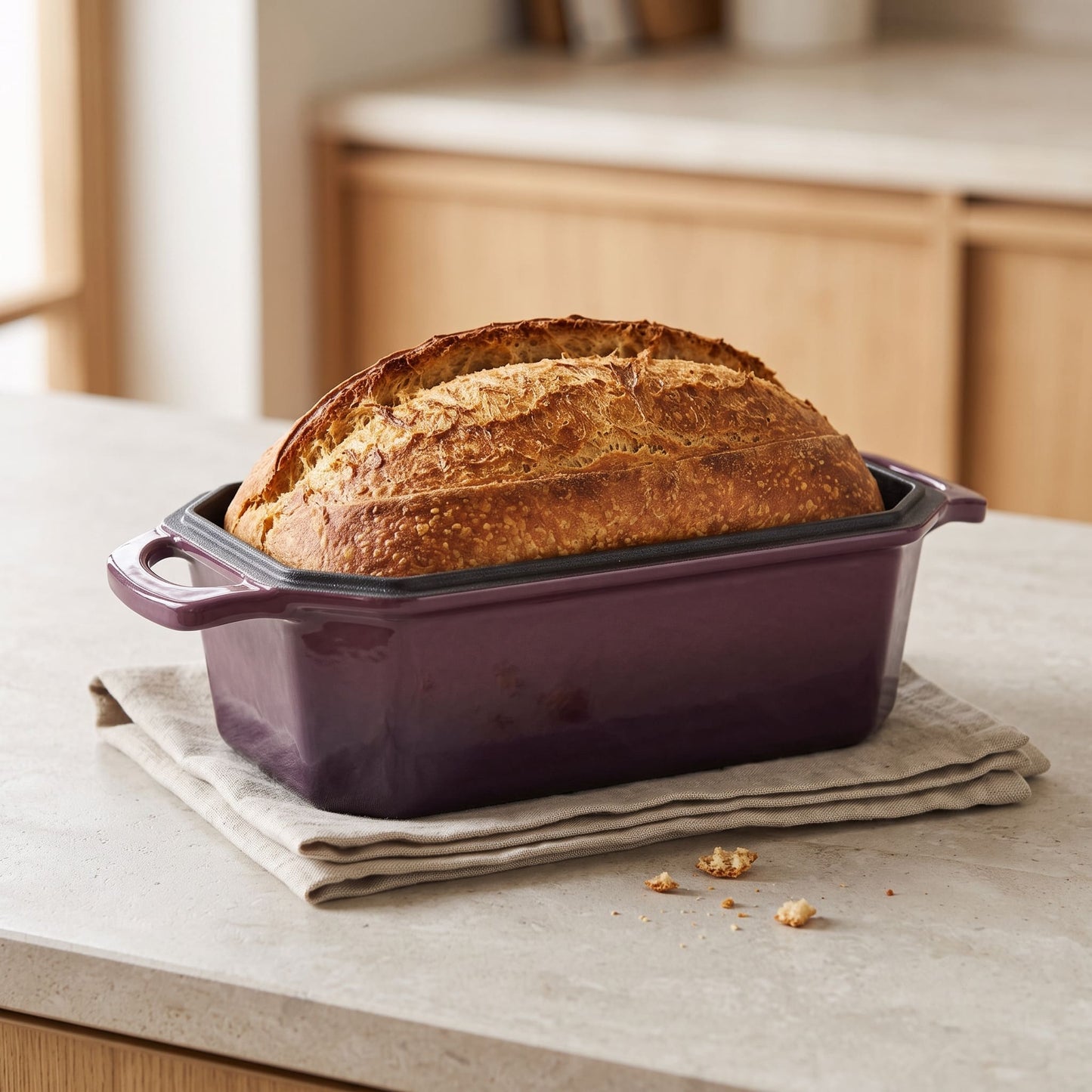 enameled cast iron loaf pan 8.5x4.5 Inch plum purple
