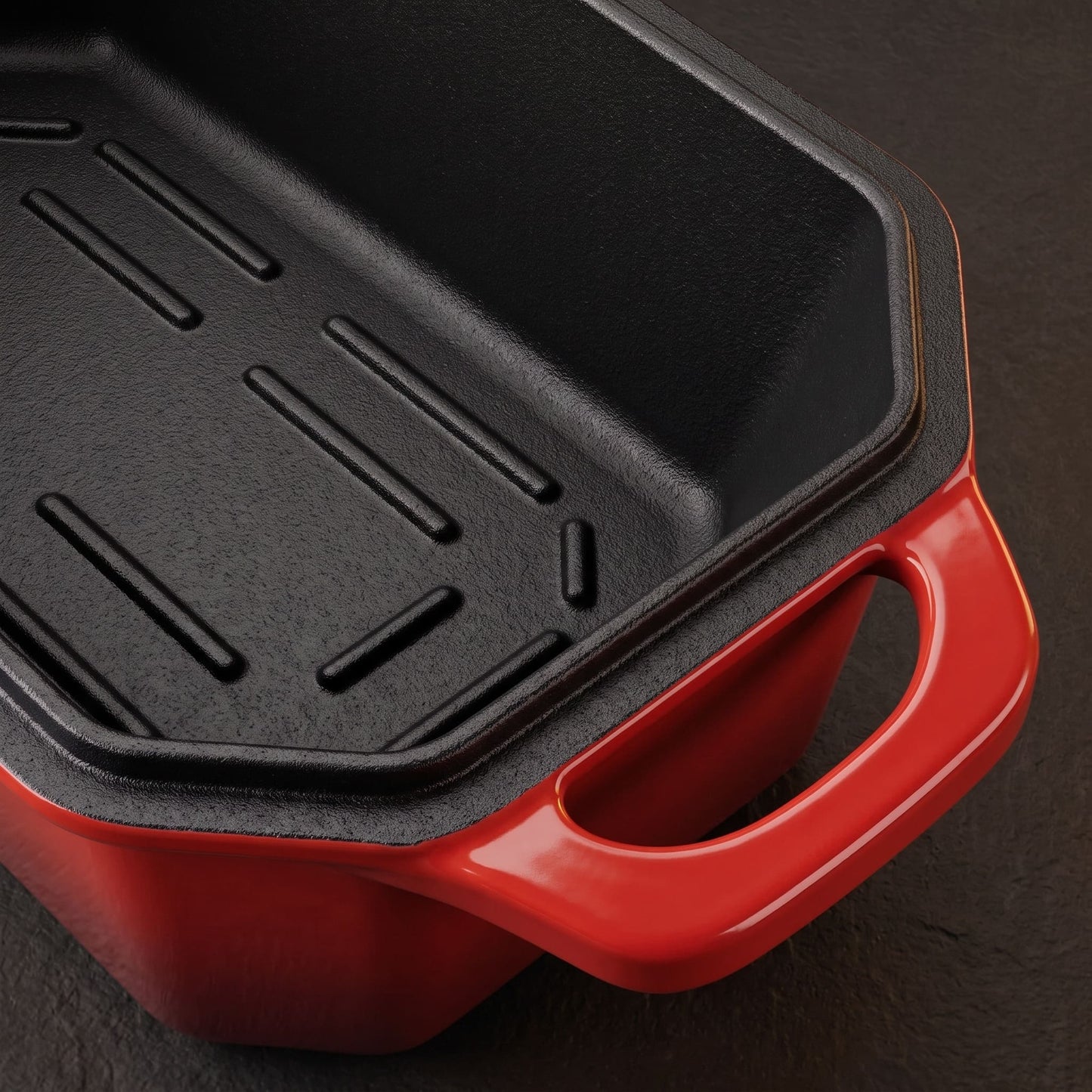 enameled cast iron loaf pan for sourdough sandwich loaves cherry red