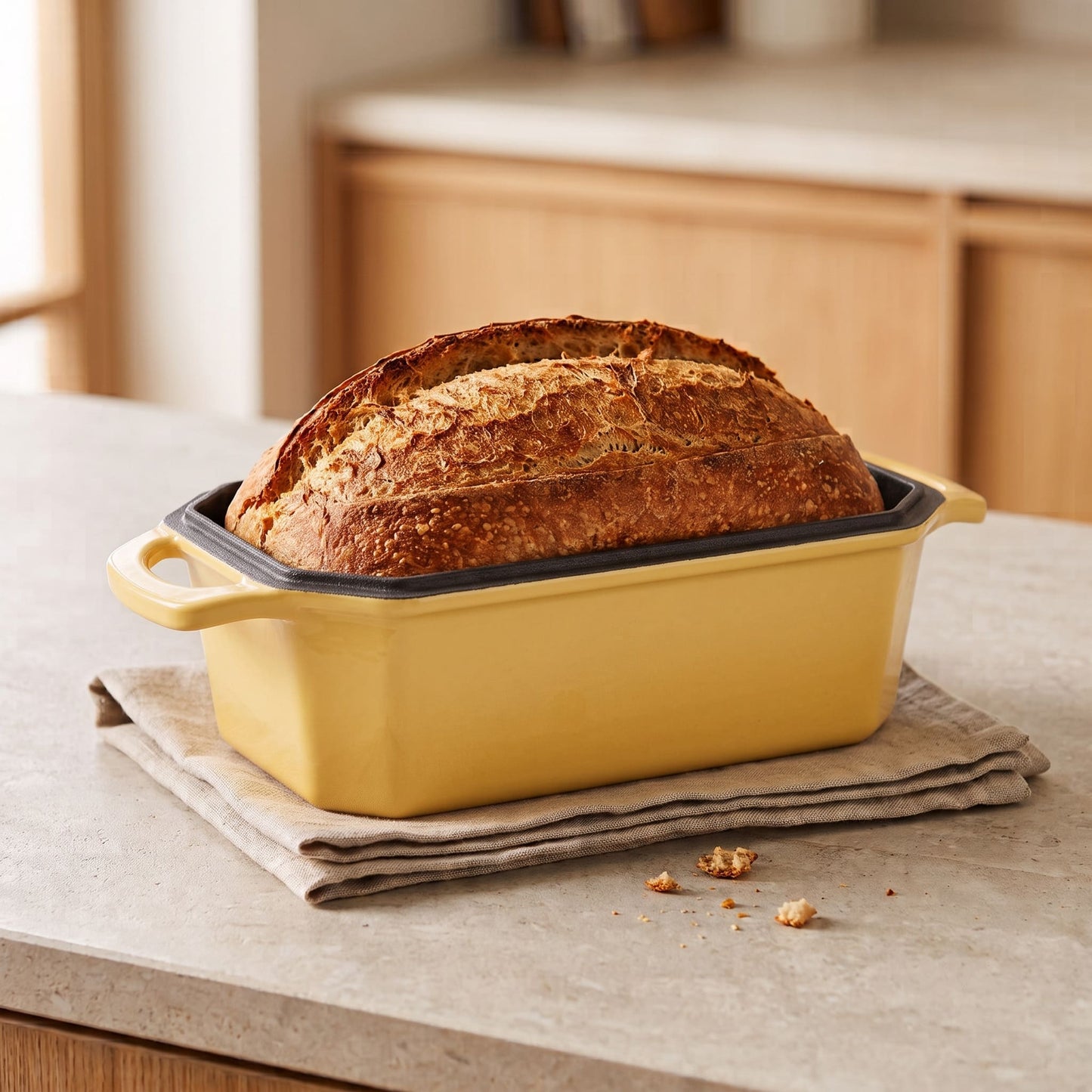 enameled cast iron loaf pan 8.5x4.5 Inch Butter yellow