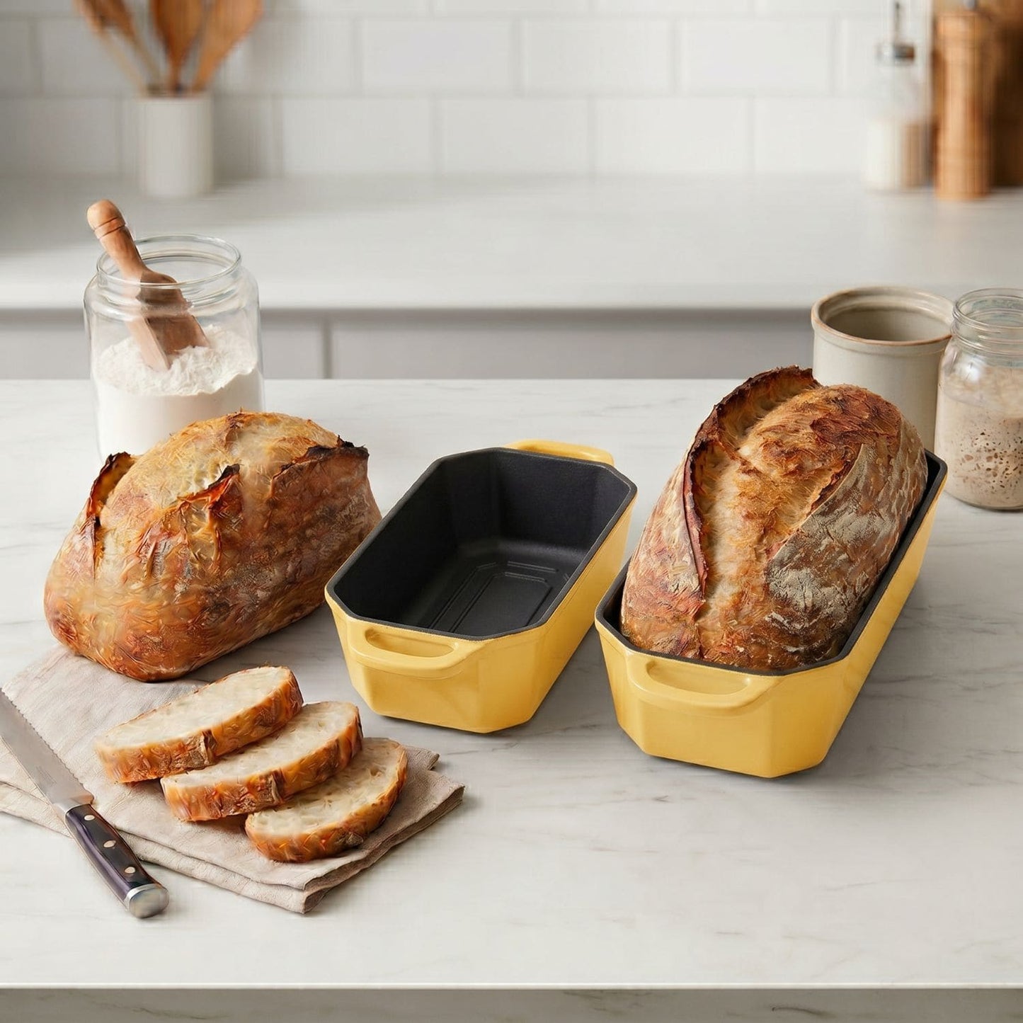 enameled cast iron loaf pans standard and long size Butter yellow