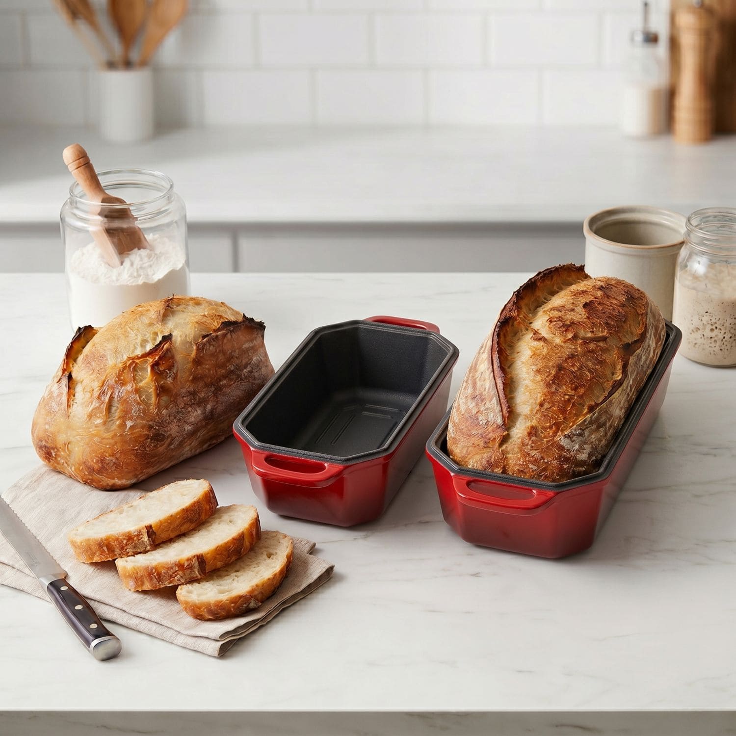 enameled cast iron loaf pans standard and long size cherry red