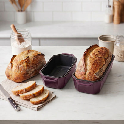 enameled cast iron loaf pans standard and long size plum purple