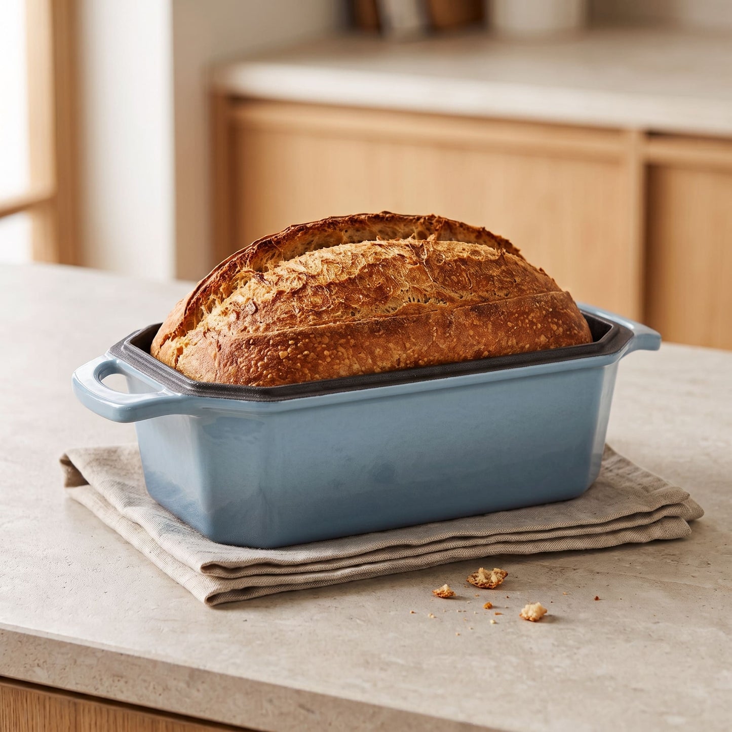 enameled cast iron loaf pan 8.5x4.5 Inch Misty blue