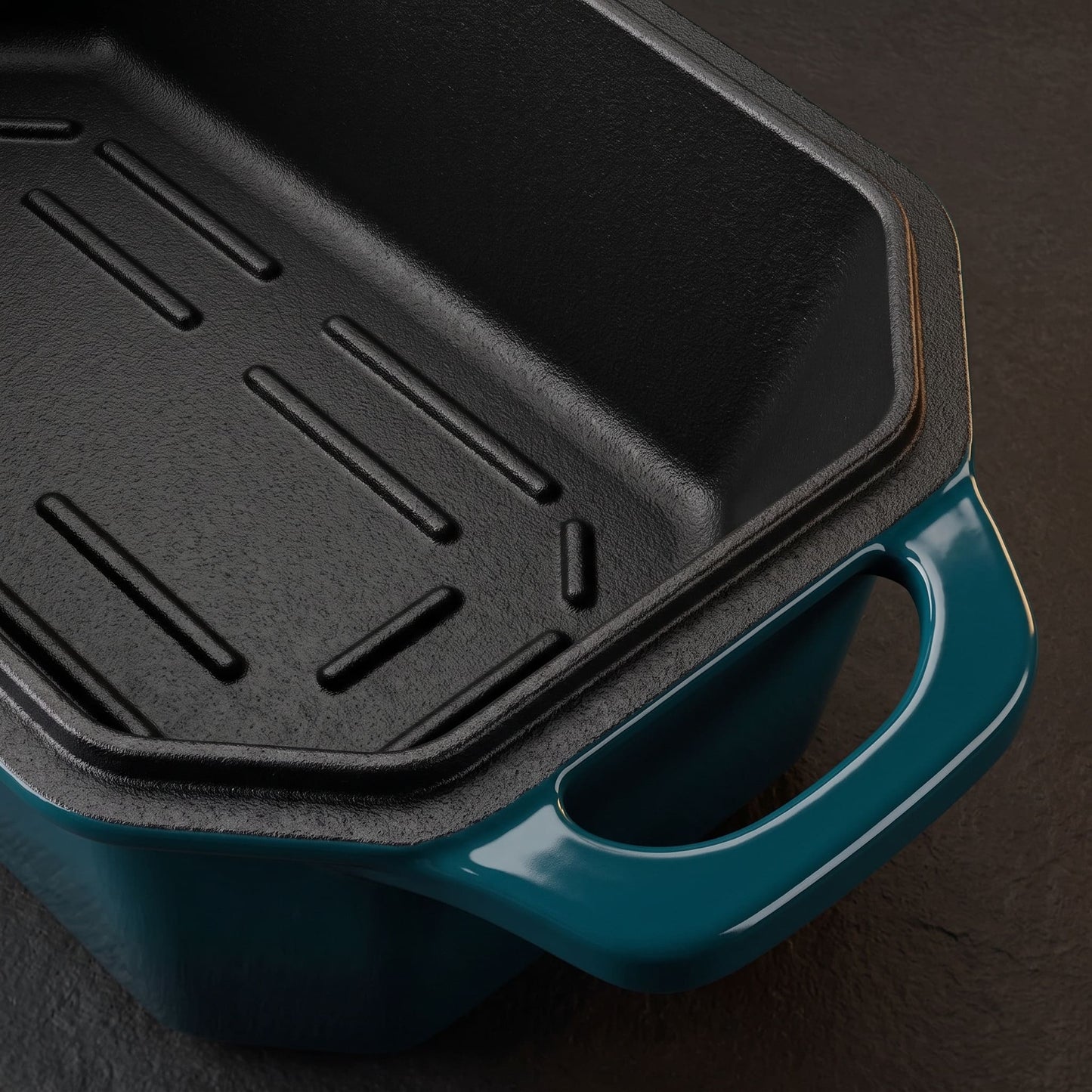 enameled cast iron loaf pan for sourdough sandwich loaves deep cyan