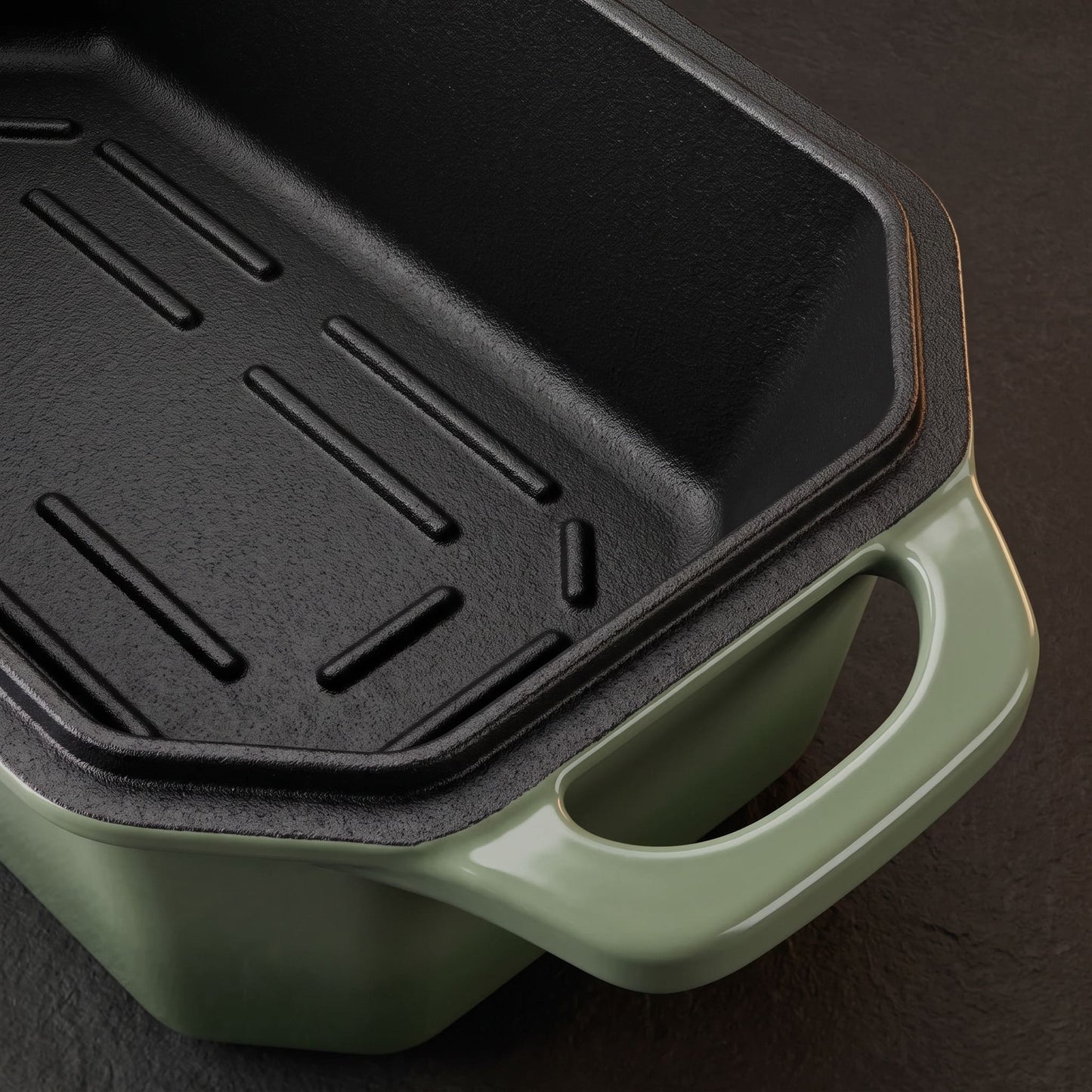 enameled cast iron loaf pan for sourdough sandwich loaves sage green