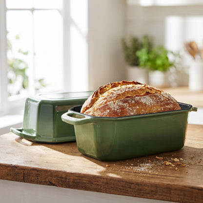 enameled cast iron loaf pan sage green 8.5x4.5 Inch