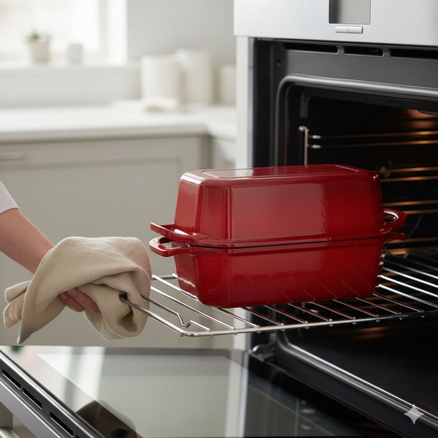 Rectangular Enameled Cast Iron Loaf Baker for Bread Baking
