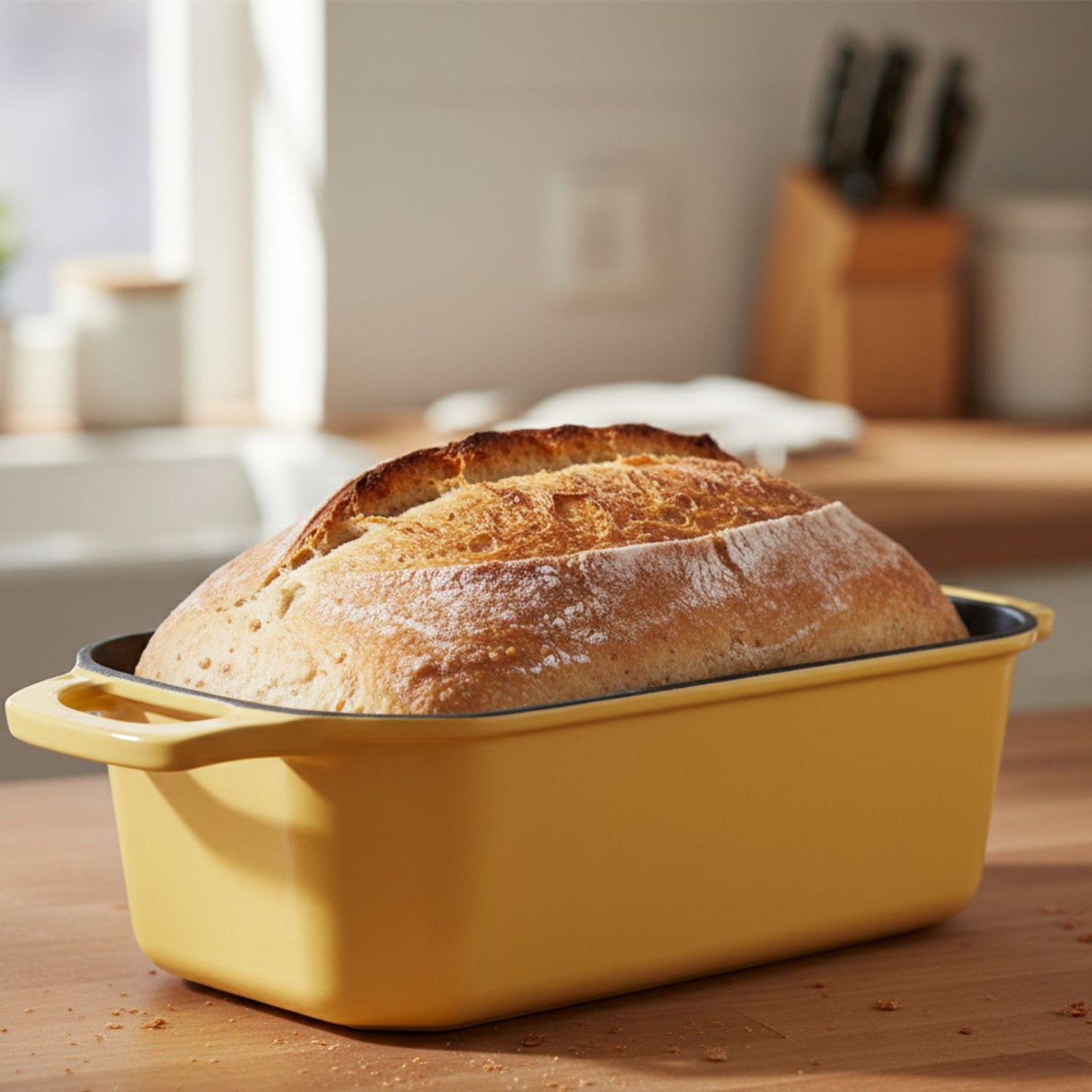 Rectangular Enameled Cast Iron Loaf Baker for Bread Baking