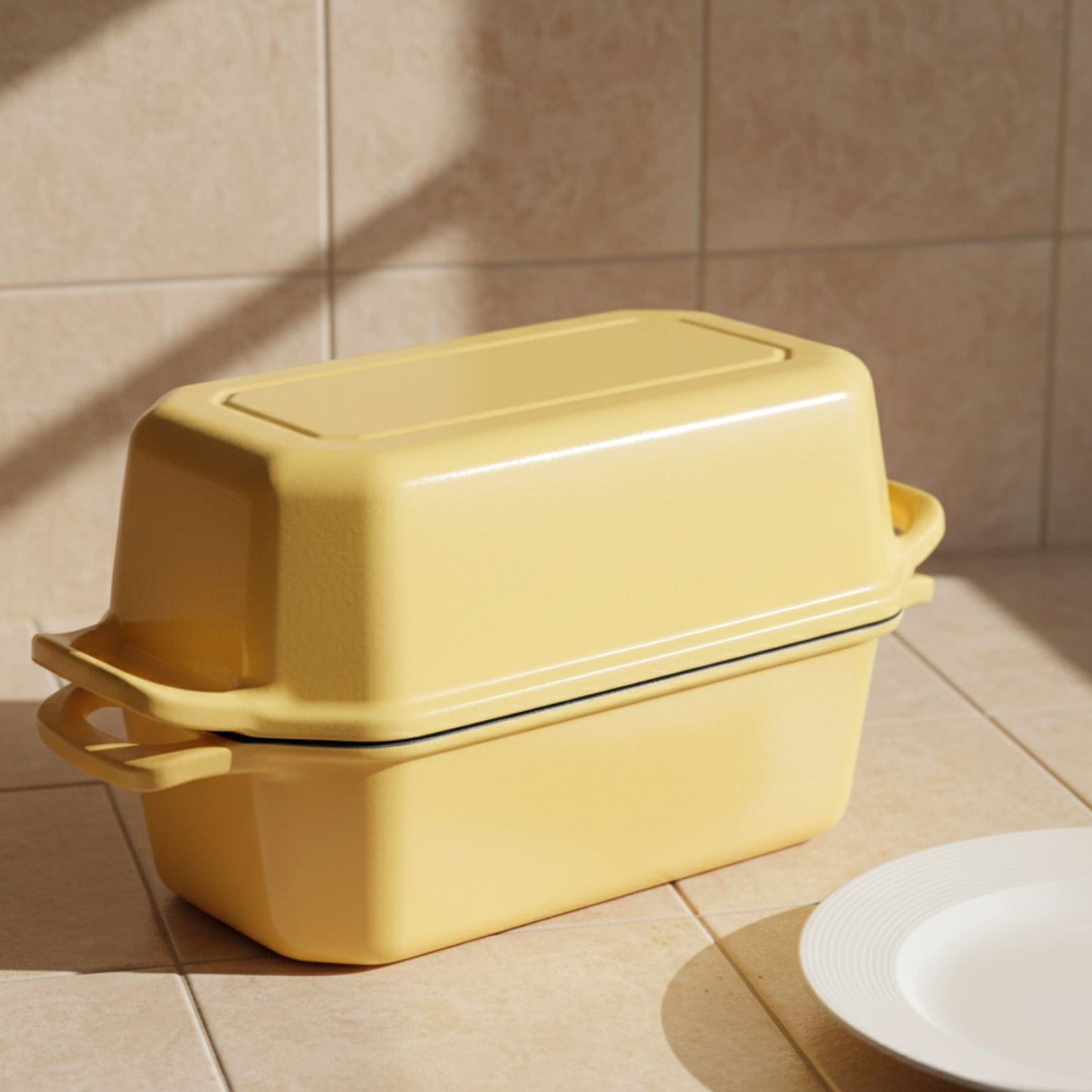 Rectangular Enameled Cast Iron Loaf Baker for Bread Baking