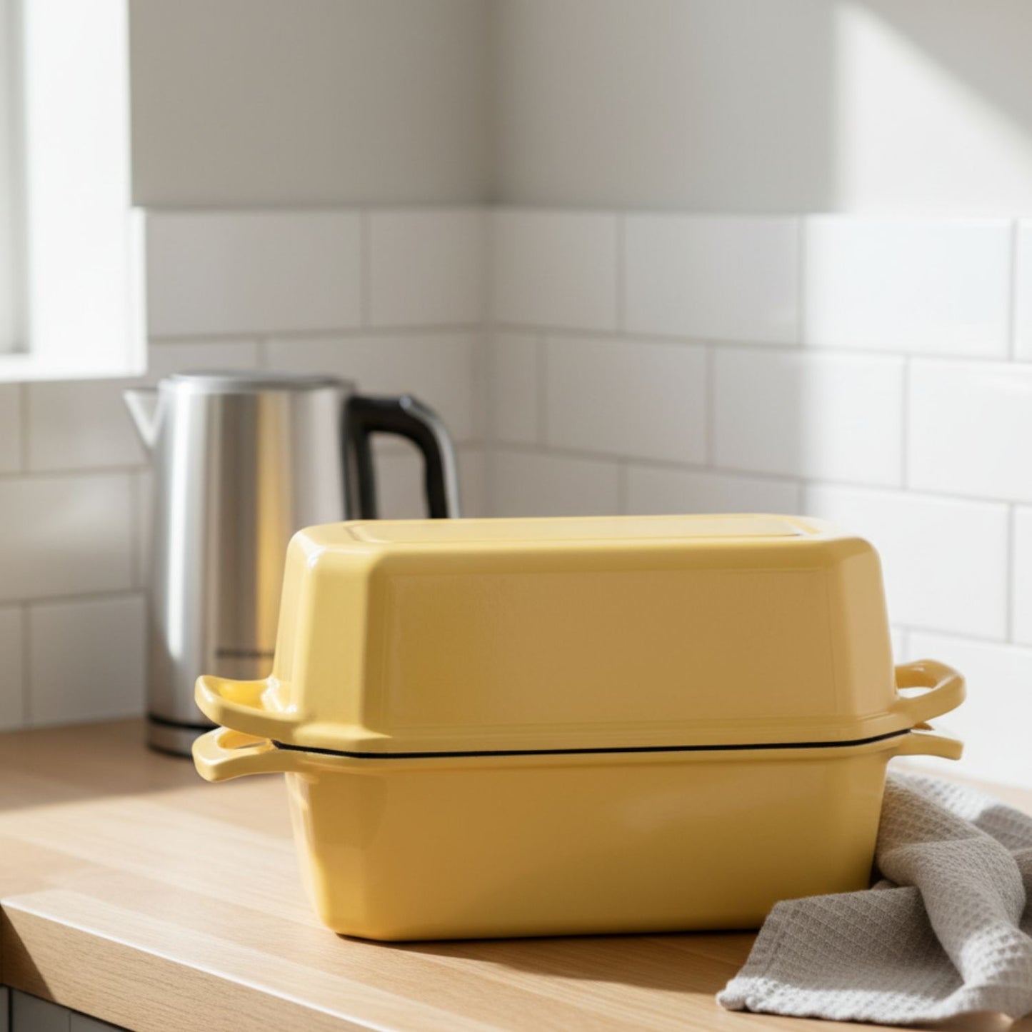 Rectangular Enameled Cast Iron Loaf Baker for Bread Baking