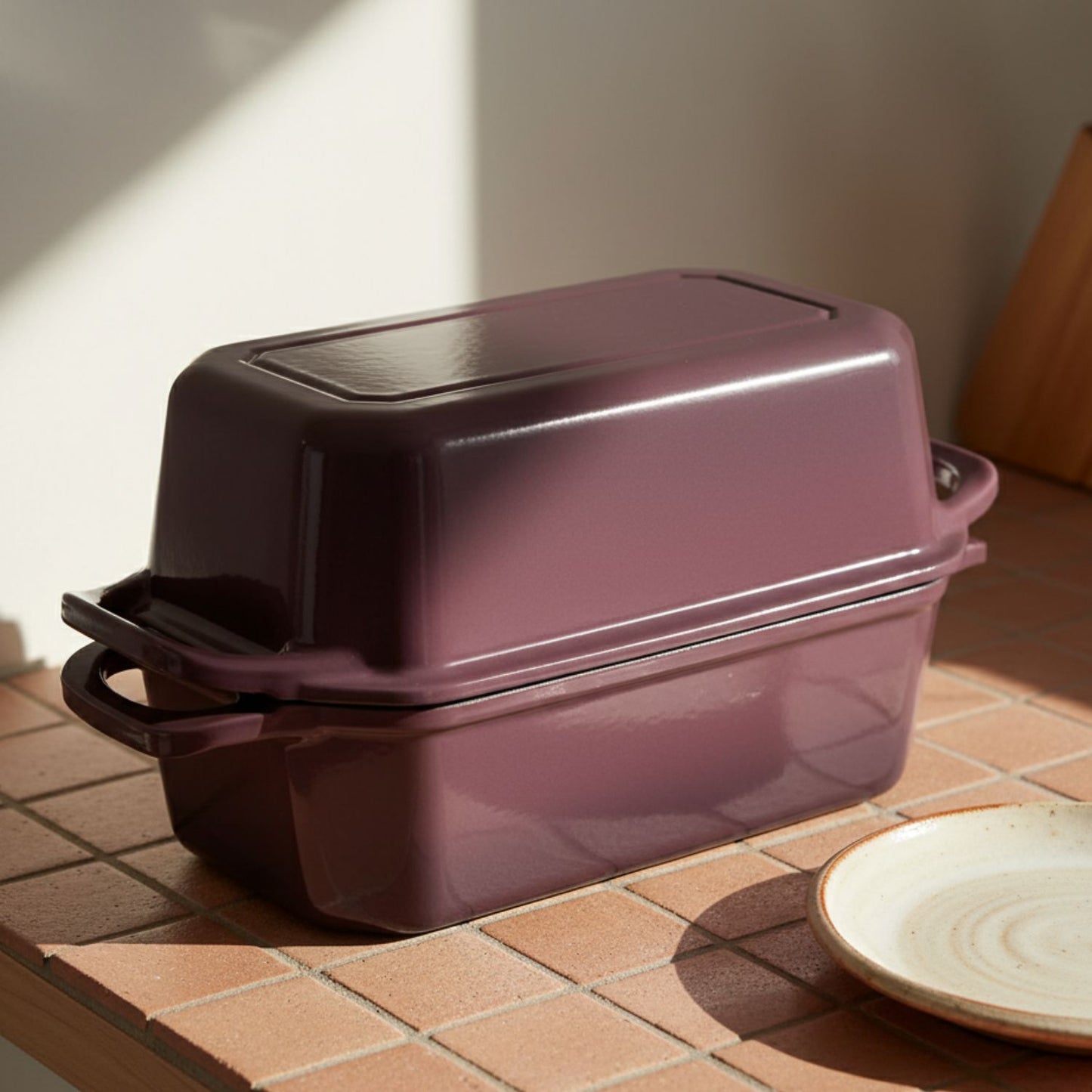 Rectangular Enameled Cast Iron Loaf Baker for Bread Baking