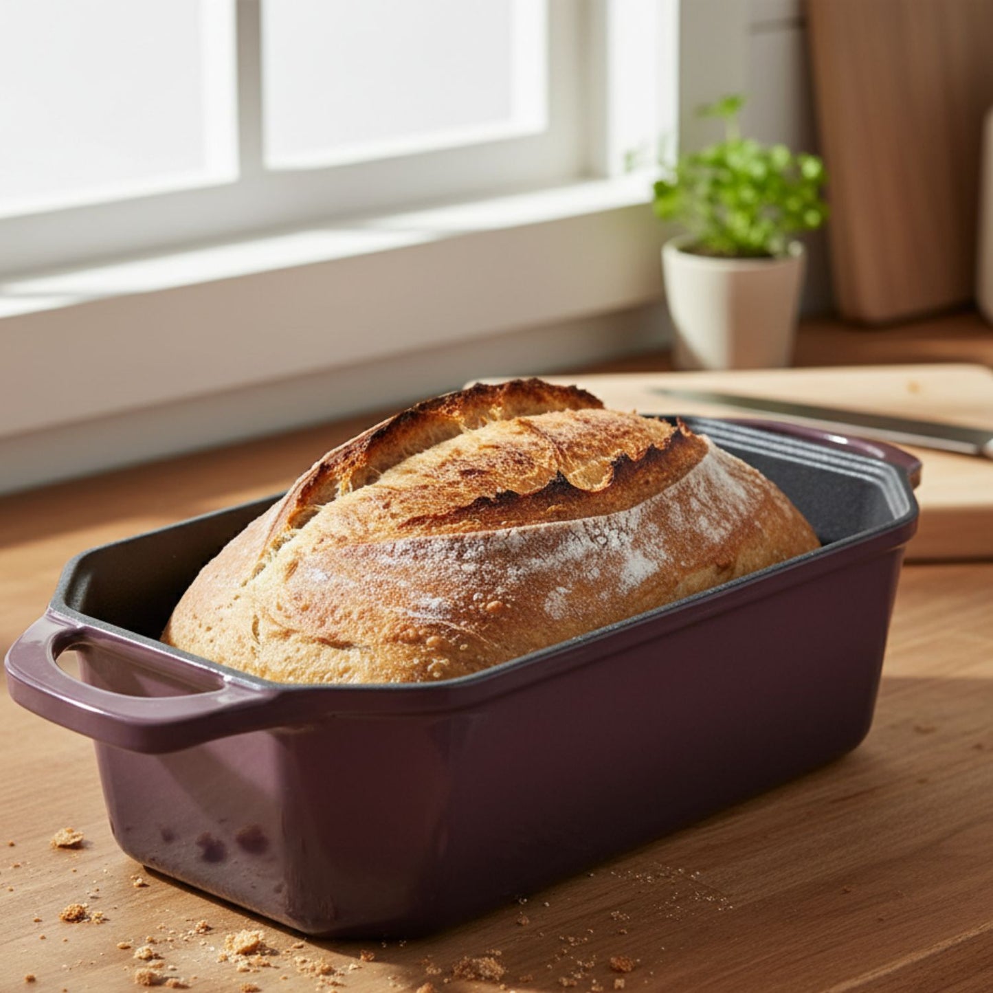 Rectangular Enameled Cast Iron Loaf Baker for Bread Baking