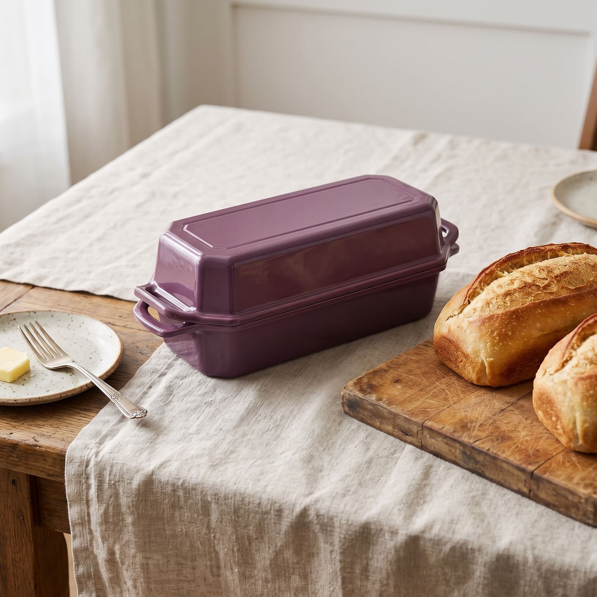 cast iron long loaf pan 13x5 Inch plum purple