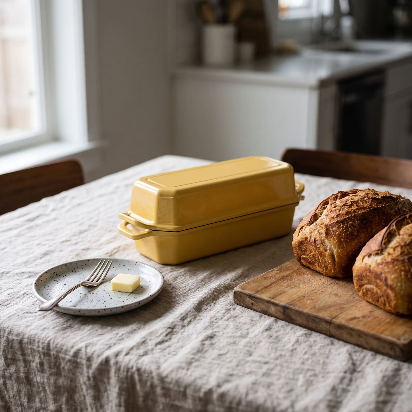 cast iron long loaf pan 13x5 Inch Butter yellow