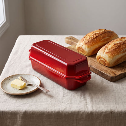 cast iron long loaf pan 13x5 Inch cherry red