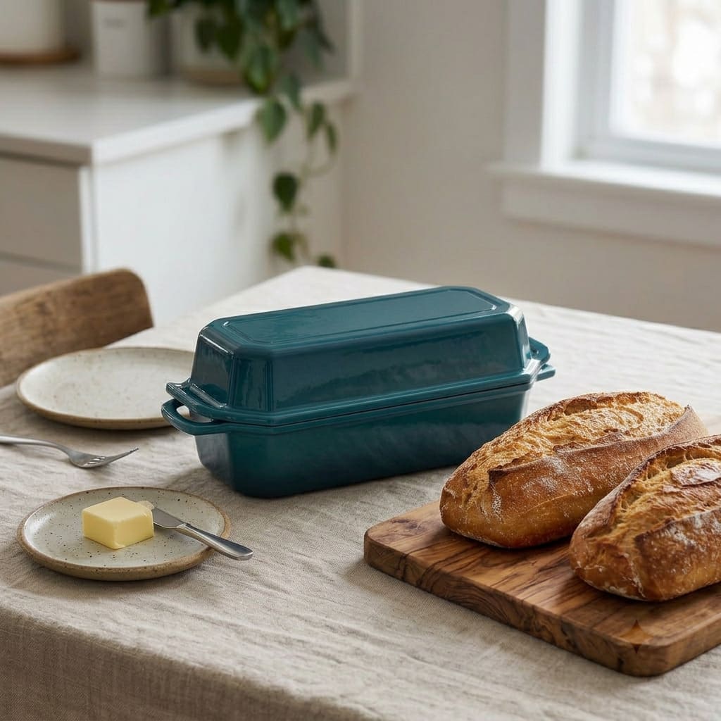 cast iron long loaf pan 13x5 Inch deep cyan