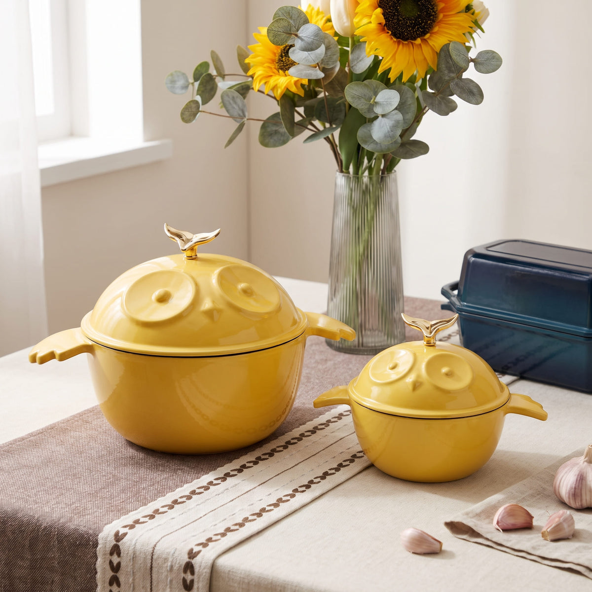 owl dutch oven yellow