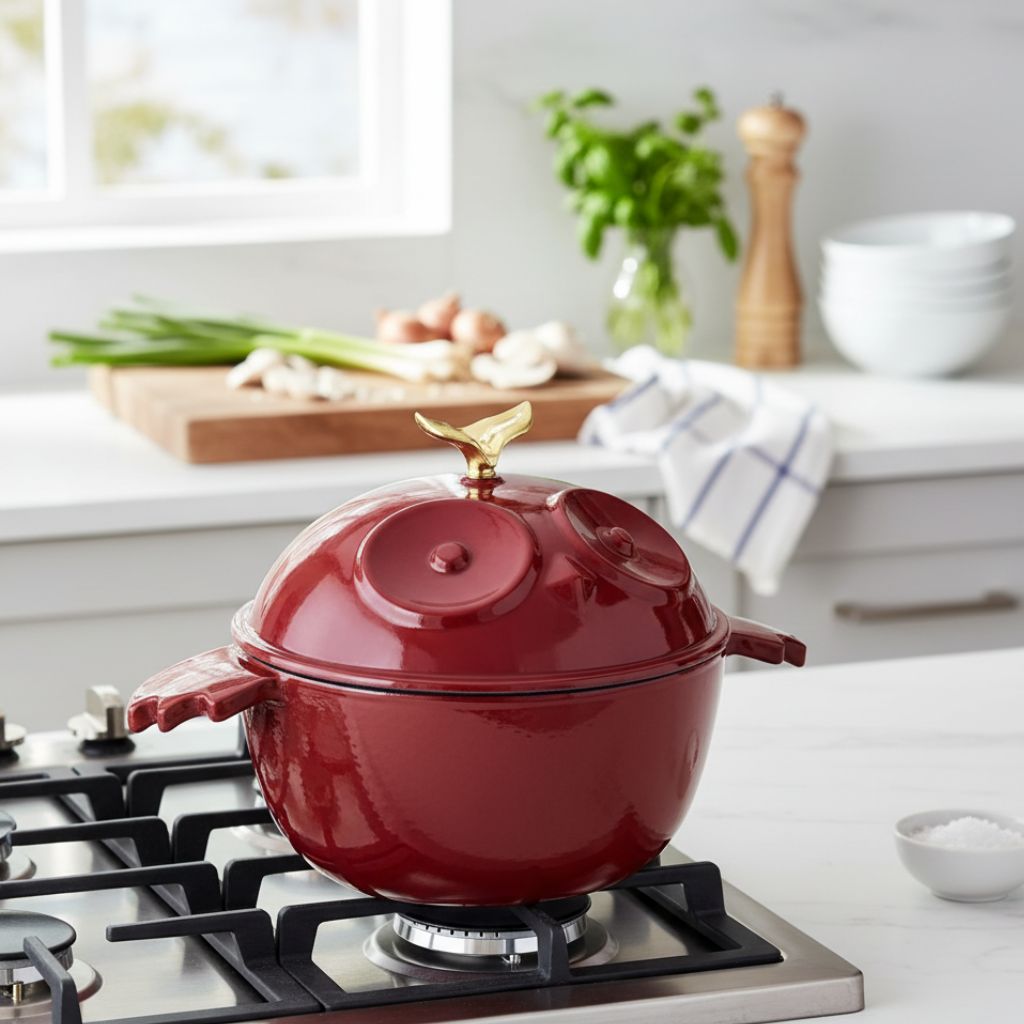Owl-Shaped Enameled Cast Iron Dutch Oven