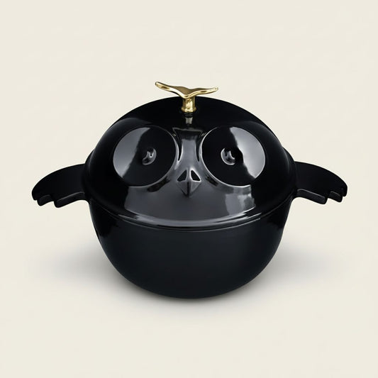 Owl-Shaped Enameled Cast Iron Dutch Oven