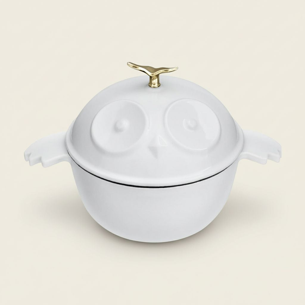 Owl-Shaped Enameled Cast Iron Dutch Oven